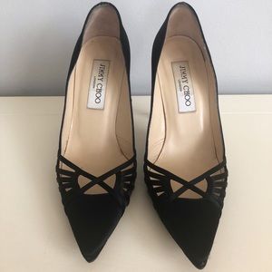 Jimmy Choo black satin pumps